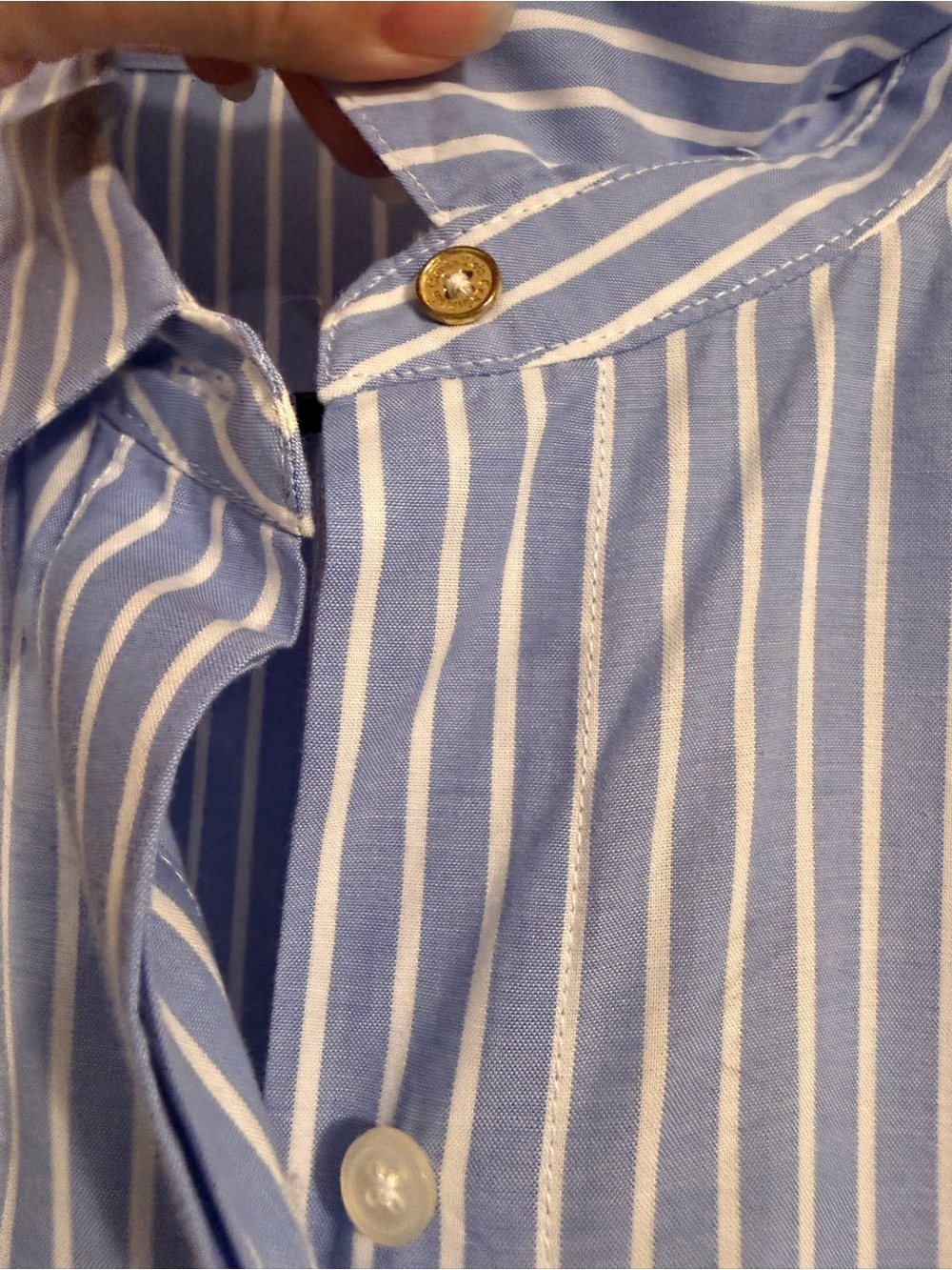 Calvin Klein Light Blue Striped 100% Cotton Midi Shirt Dress with Pockets - Picture 5 of 9